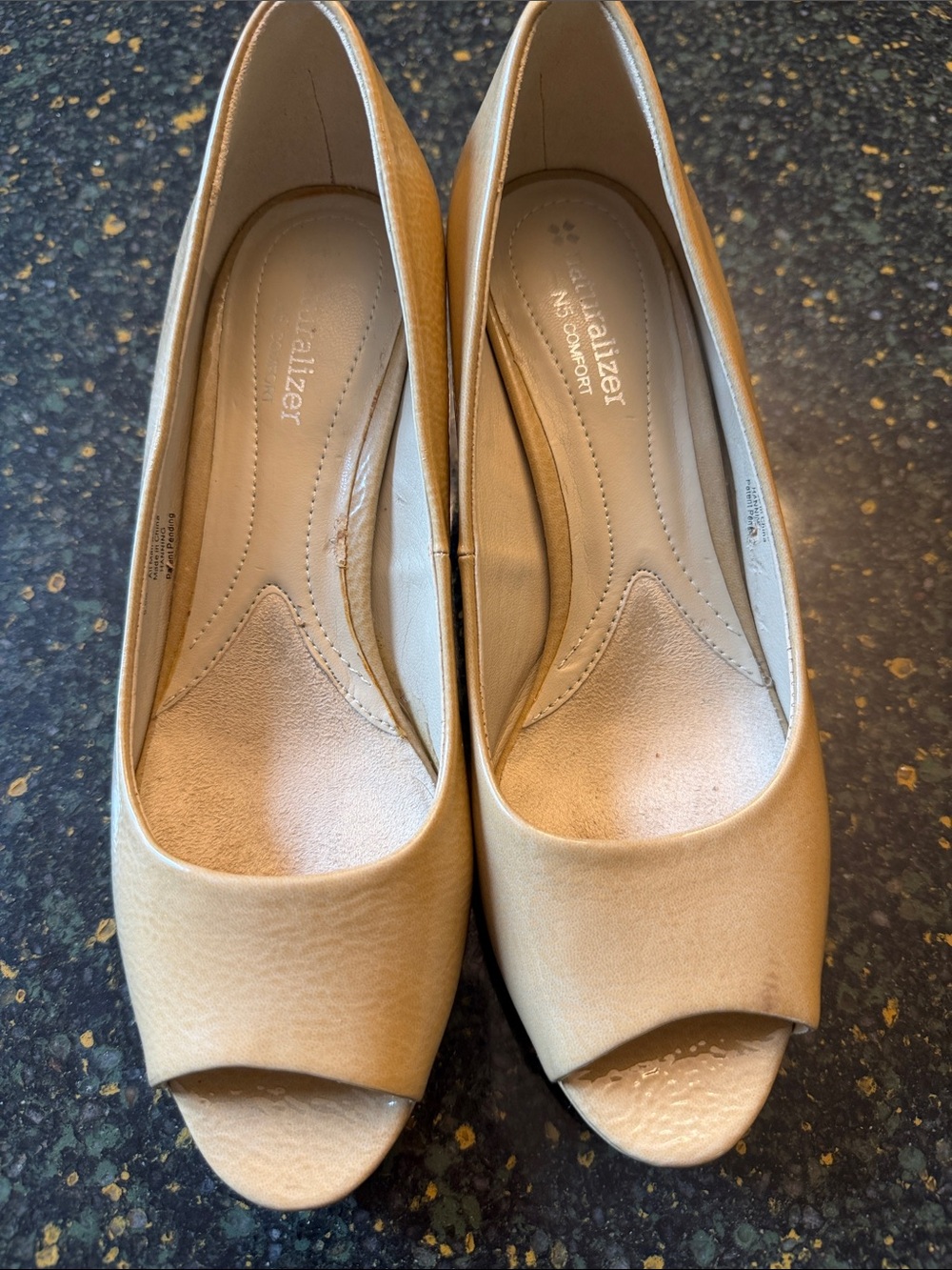Naturalizer Tan Nude Peep-Toe Women's Comfort Pumps